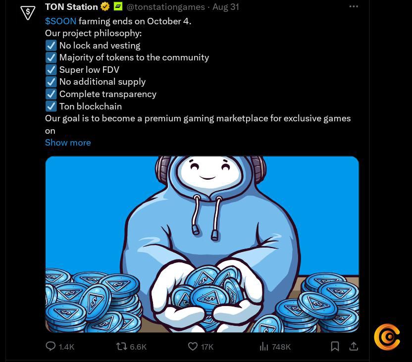 TON Station to End $SOON Token Farming, Upcoming Listings And Airdrop Details Inside
